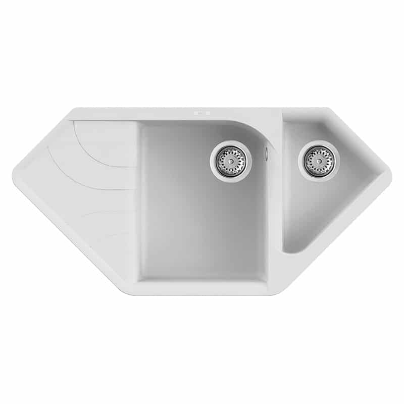 foto del prodotto lavello elleci incasso ego corner granitek bianco lgecor68