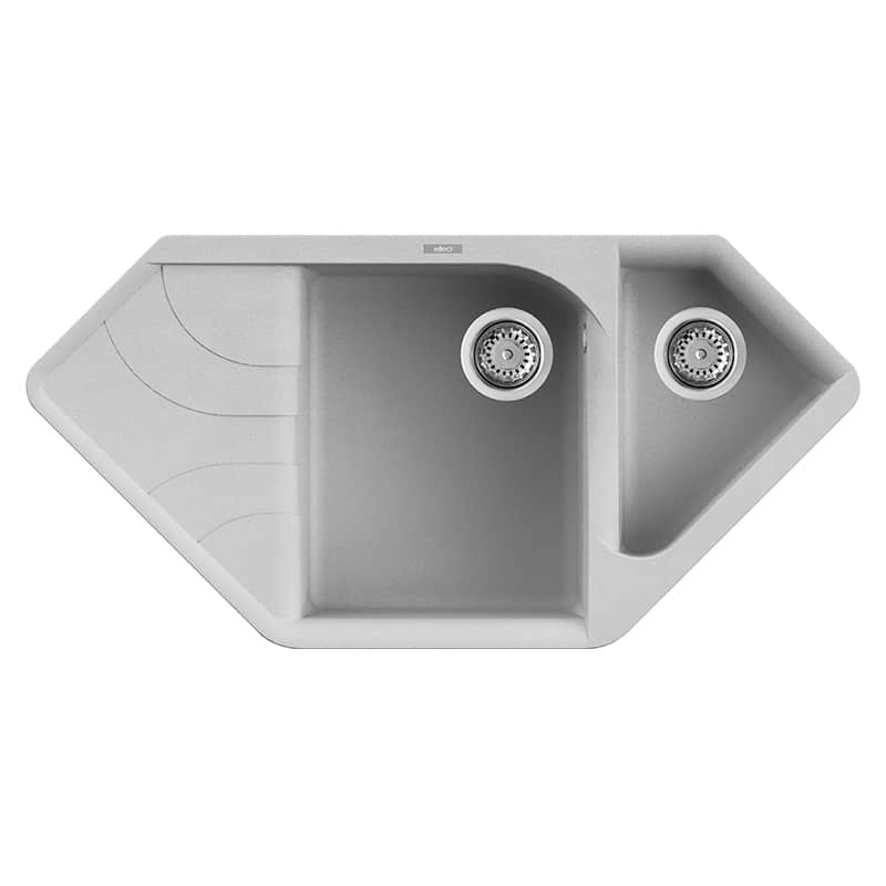 foto del prodotto lavello elleci incasso ego corner metaltek grigio aluminium lmecor79
