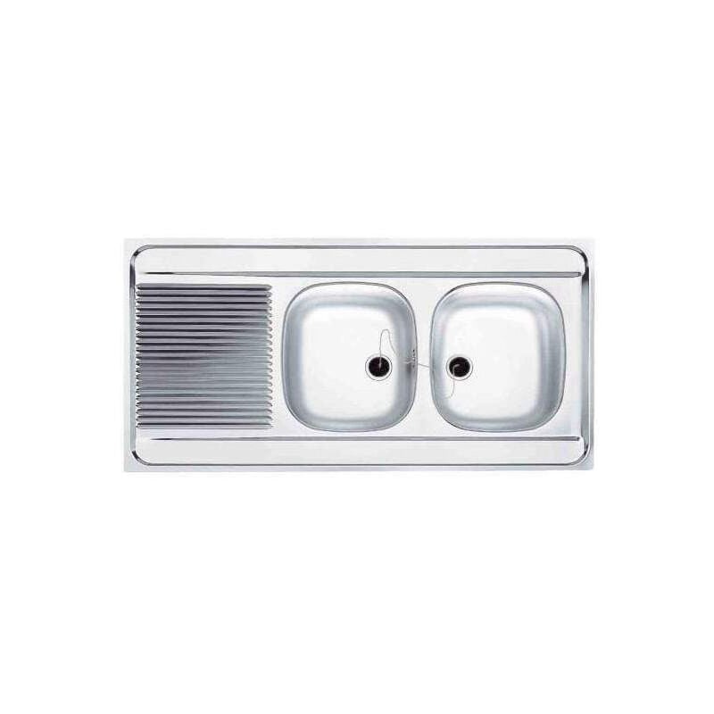 foto del prodotto lavello in acciaio inox, freestanding 2 vasche 1 scolapiatti 1200x600 man721 120