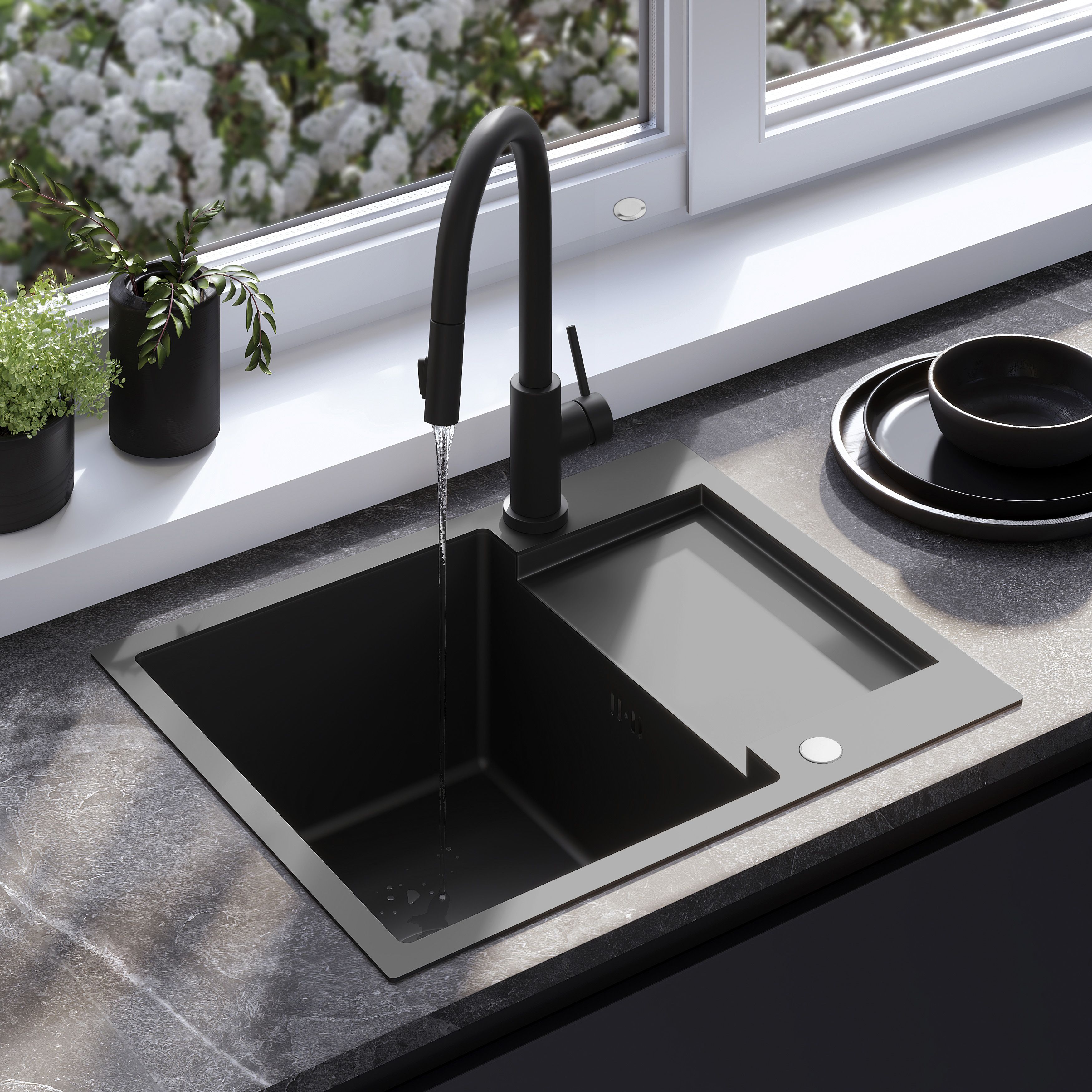 foto del prodotto lavello in acciaio paul black senza rubinetto da cucina