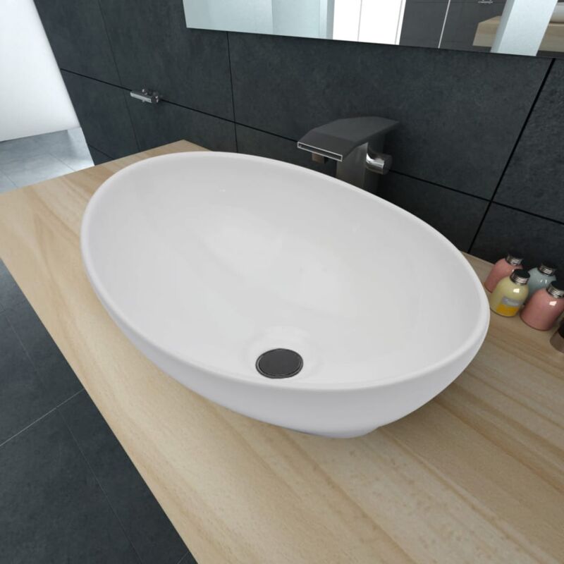 foto del prodotto lavello in ceramica di lusso bianco ovale 40 x 33 cm