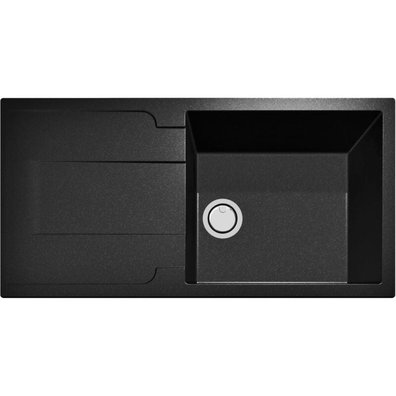 foto del prodotto lavello in quarzo da cucina incasso plados el9910 vasca singola pi scolapiatti 99cm nero metal