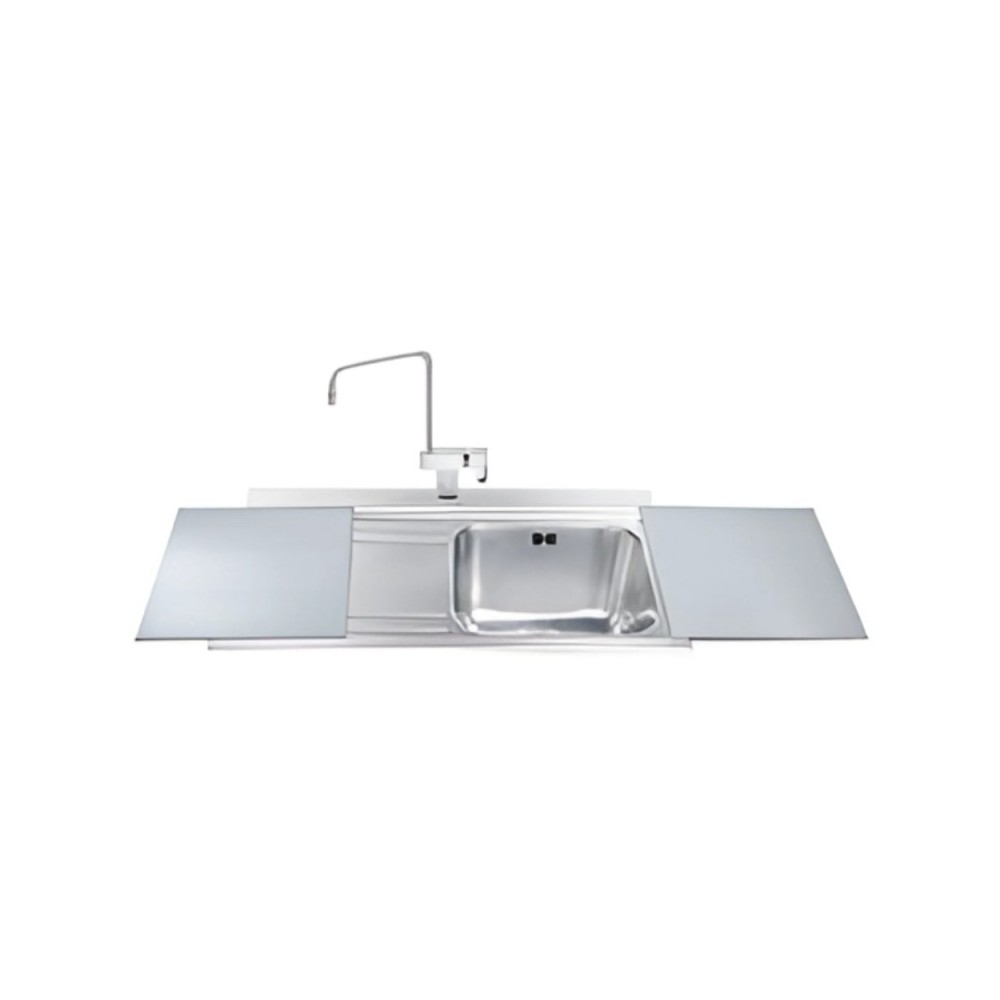 foto del prodotto lavello incasso 1 vasca e gocciolatoio sinistro con taglieri in vetro silver smeg li91sgs inox