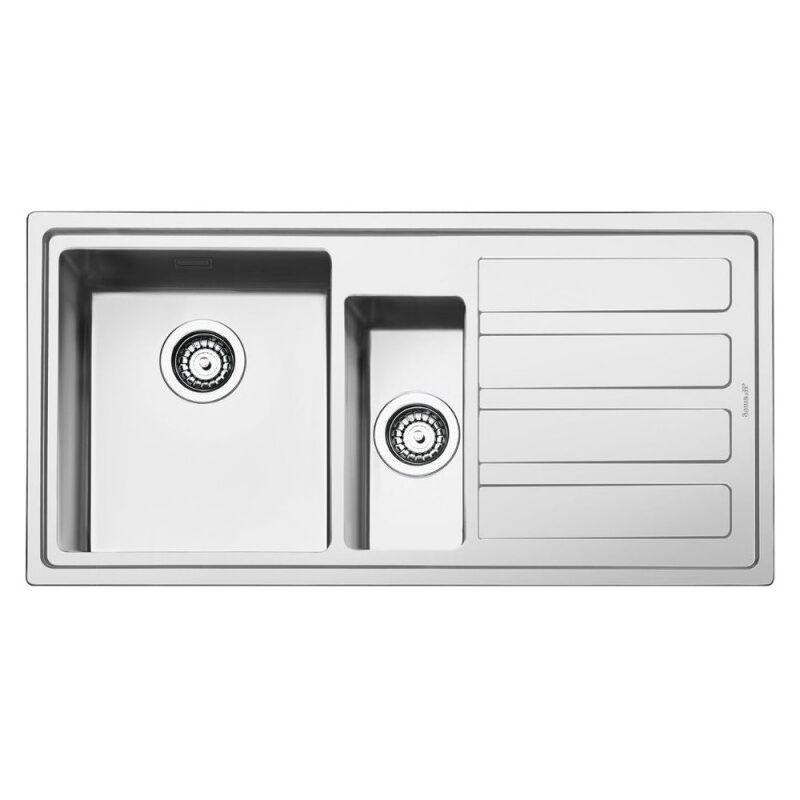 foto del prodotto lavello incasso 2 vasche e gocciolatoio destro 100x50 smeg ld102d 2 inox spazzolato