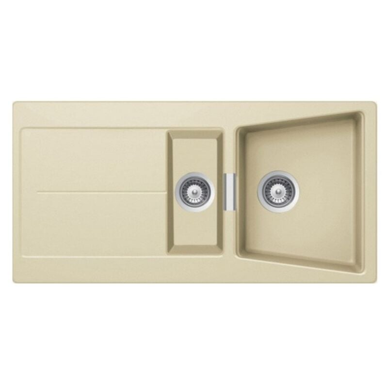 foto del prodotto lavello incasso 2 vasche e gocciolatoio reversibile 100x50 smeg lc102p colore panna