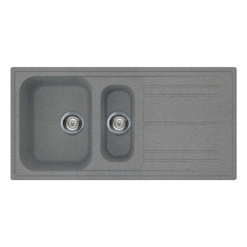 foto del prodotto lavello incasso 2 vasche e gocciolatoio reversibile 100x50 smeg lz102tt colore titanio