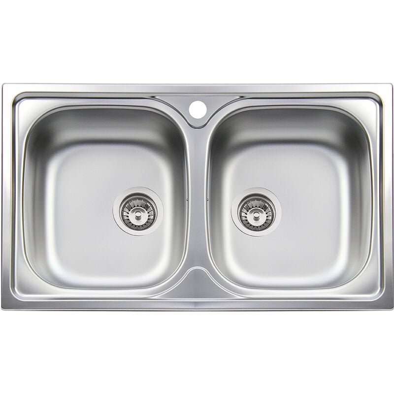 foto del prodotto lavello incasso acciaio inox 2 vasche cm 86