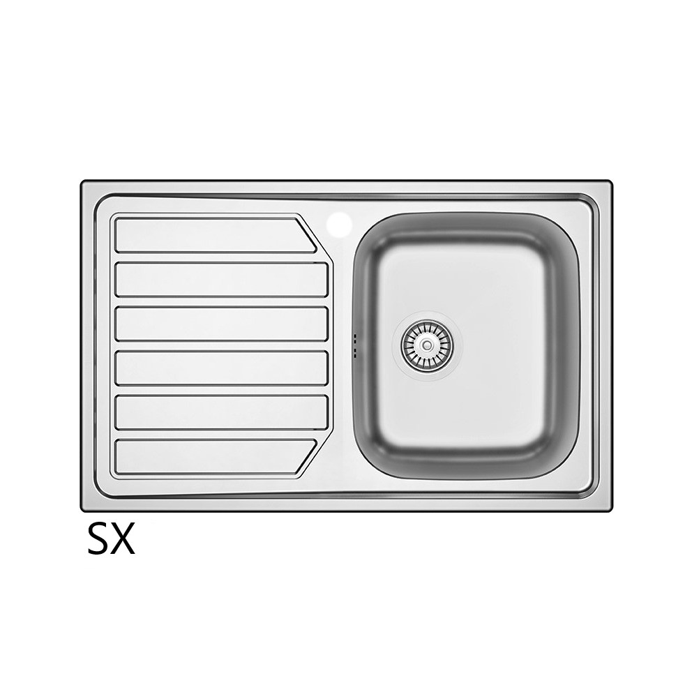 foto del prodotto lavello incasso acciaio inox mod. ls04 cm 80x50 con gocciolatoio sx
