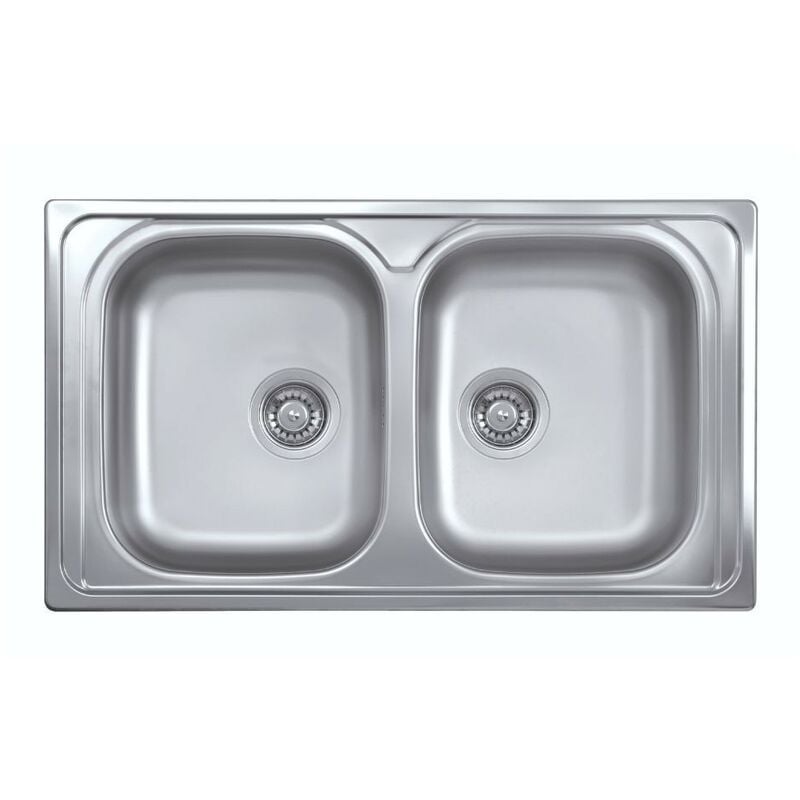 foto del prodotto lavello incasso cucina acciaio 86x50 cm due vasche sa322