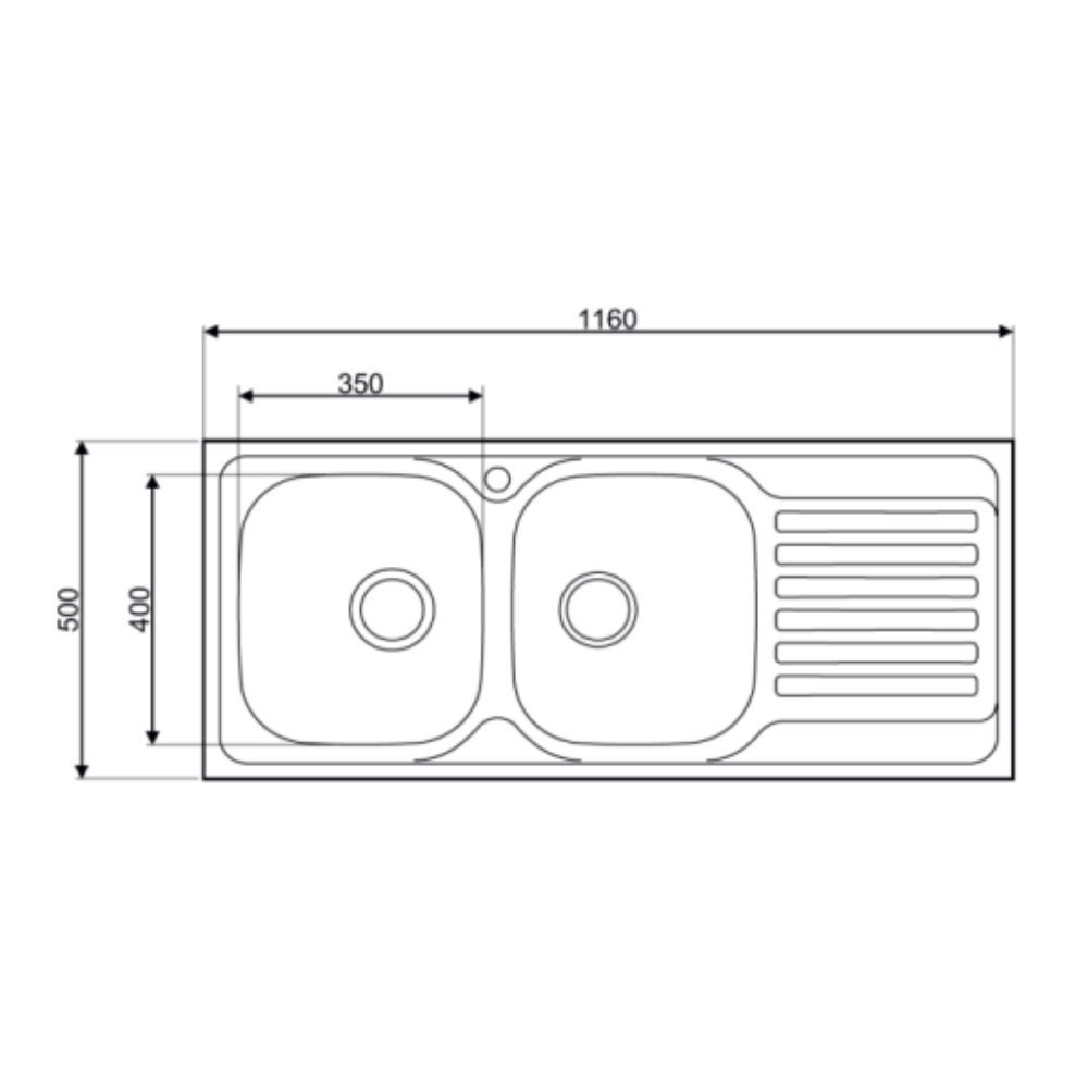 foto del prodotto lavello incasso cucina mp1162sx acciaio116x50 cm due vasche e gocciolatoio sinistro