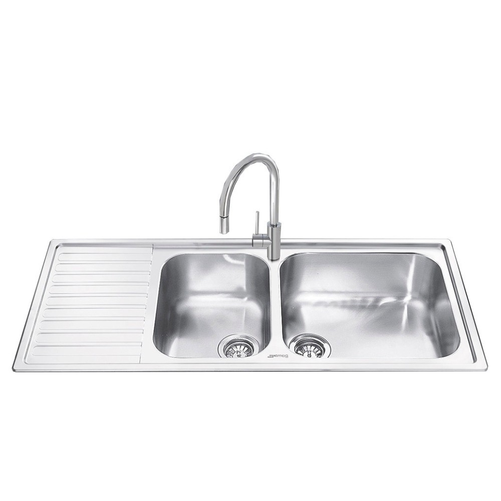 foto del prodotto lavello inox 116x50 cm 2 vasche gocciolatoio