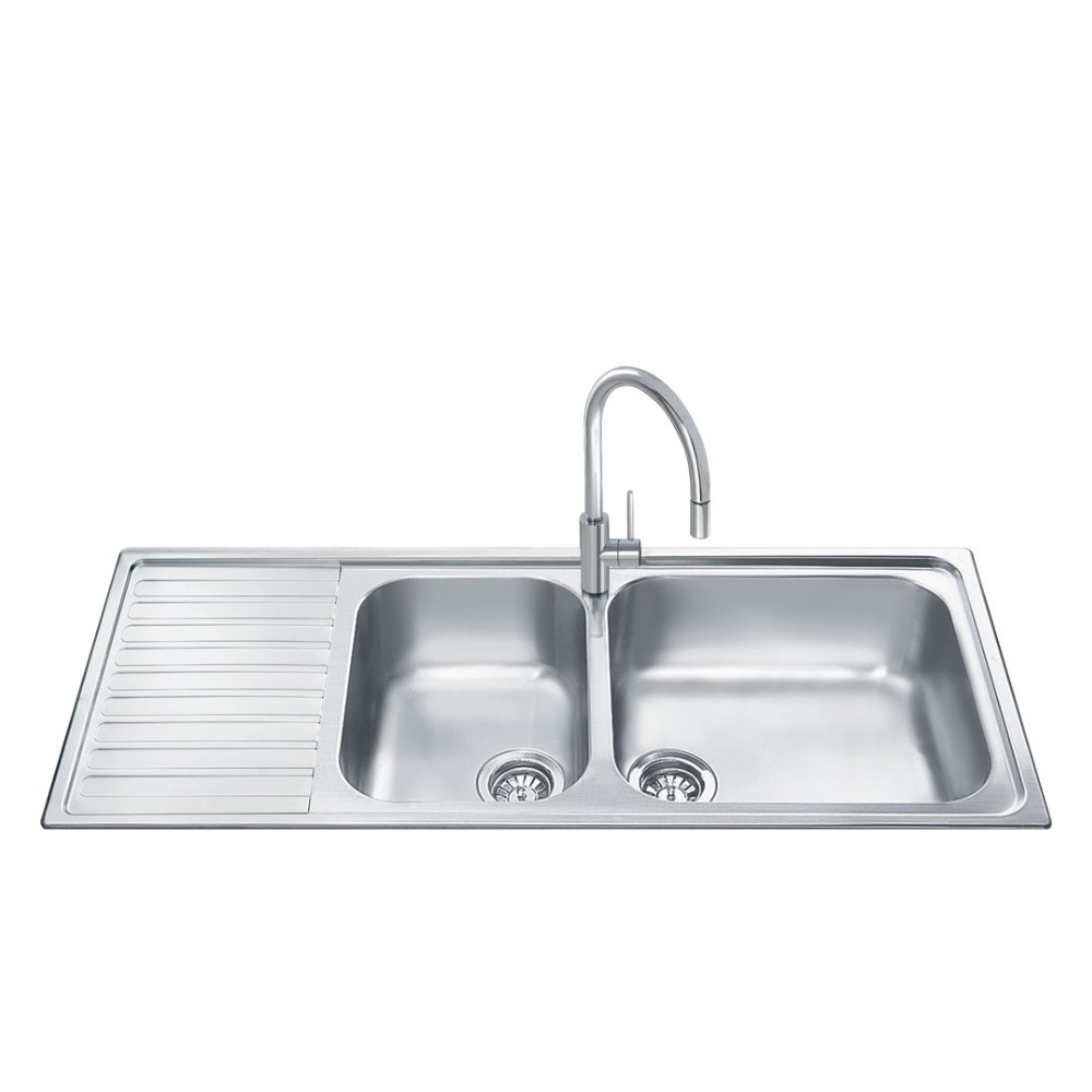 foto del prodotto lavello inox 116x50 cm gocciolatoio sinistro