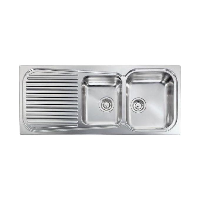 foto del prodotto lavello matico 116x50 2 vasche destre gocciolatoio acciaio inox