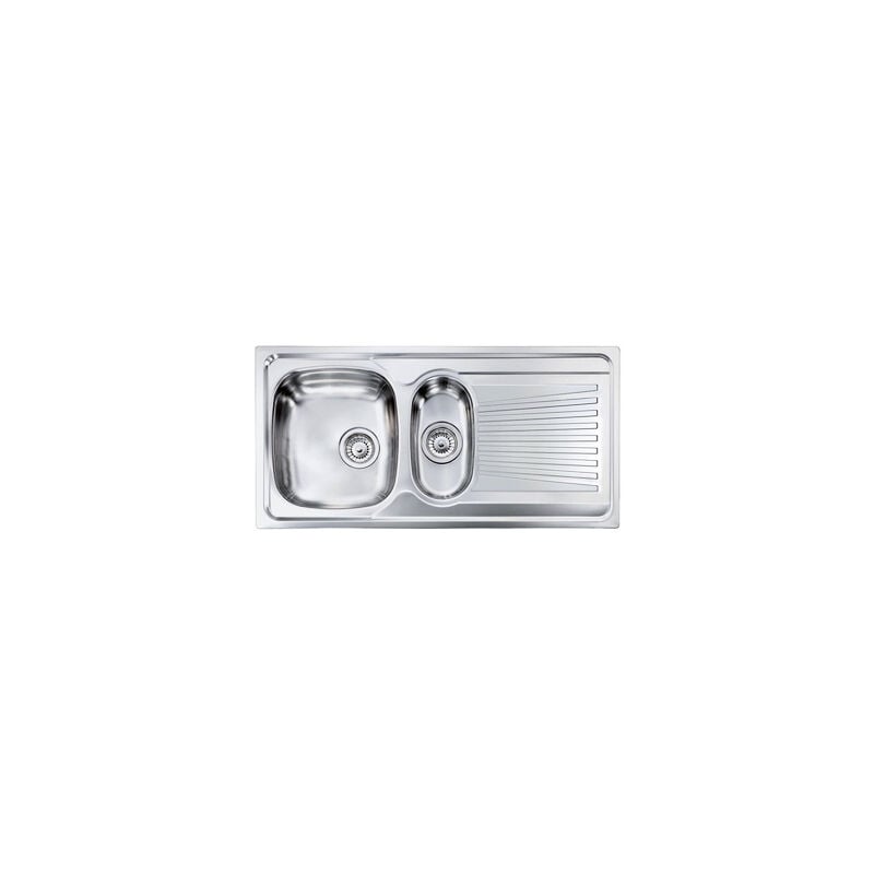 foto del prodotto lavello mondial 100x50 2 vasche destre gocciolatoio acciaio inox finitura satinato