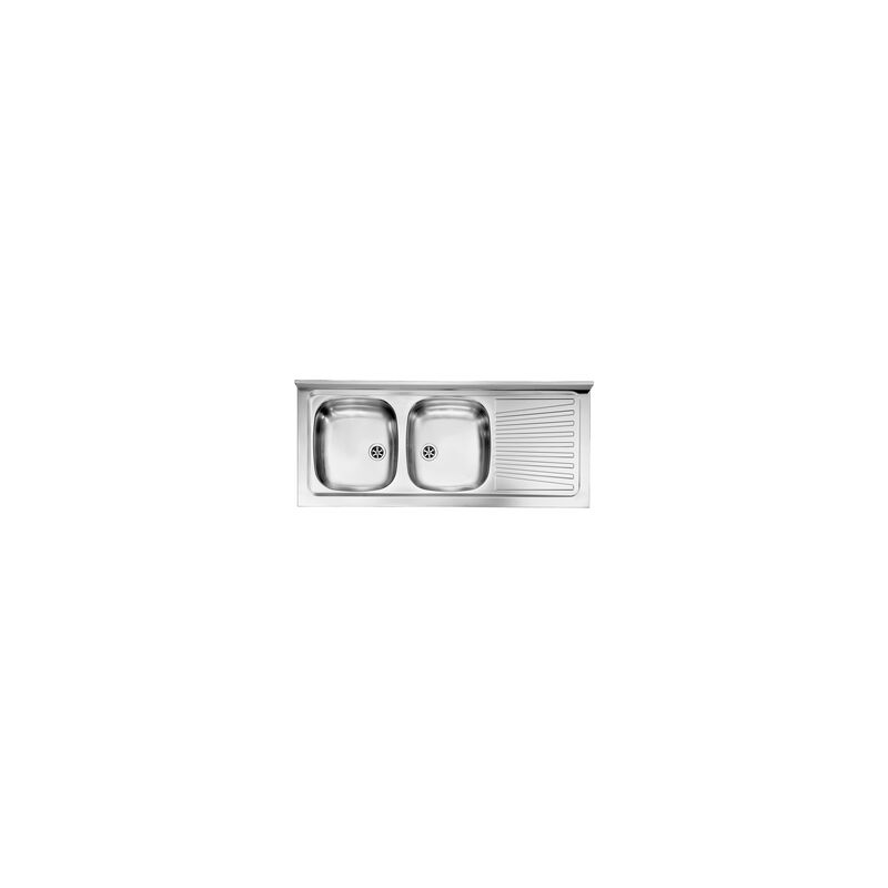 foto del prodotto lavello mondial appoggio 120x50 2 vasche destre gocciolatoio acciaio inox