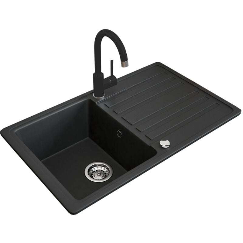 foto del prodotto lavello , nero, 76.5 x 46 cm con raccordo nero, bergstr m