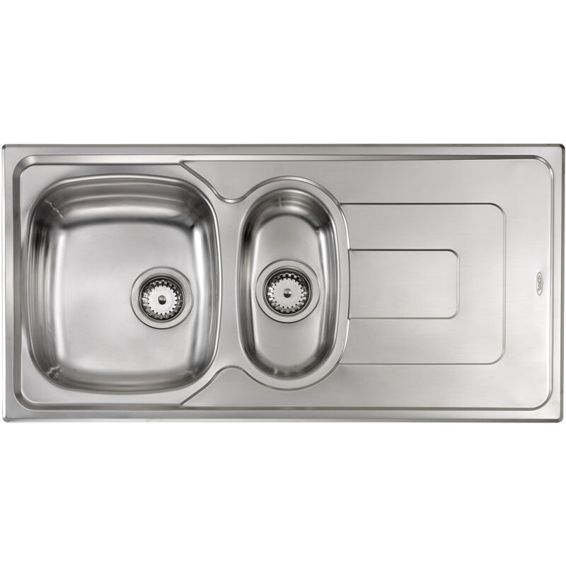 foto del prodotto lavello pizzica 100x50 2 vasche destre gocciolatoio acciaio inox