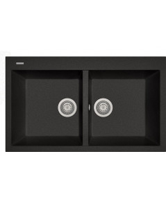 foto del prodotto lavello plados composito cucina plados am8620 due vasche um44 nero metal