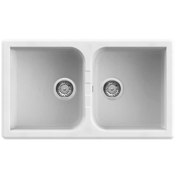 foto del prodotto lavello quareco incasso 2 vasche 86x50 prime 862 granito bianco qlp862bi