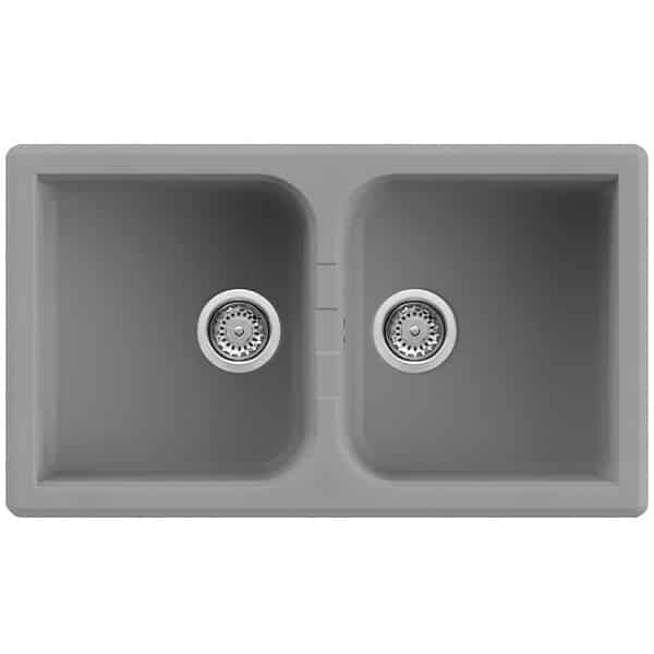 foto del prodotto lavello quareco incasso 2 vasche 86x50 prime 862 granito grigio qlp862gr