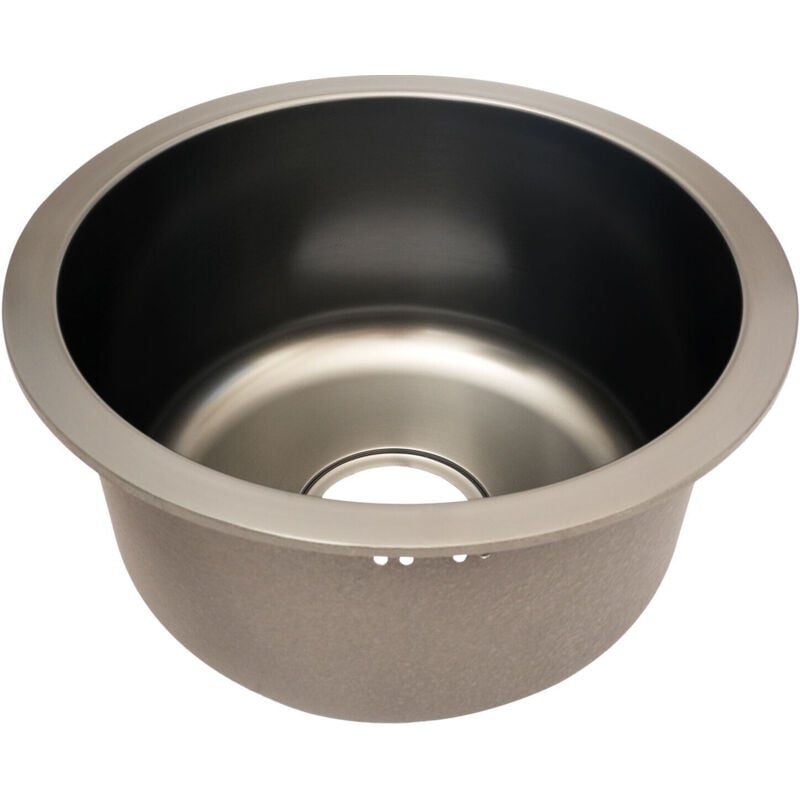 foto del prodotto lavello rotondo in acciaio inox, diametro 36 cm, lavello rotondo da incasso, lavello da cucina, accessori