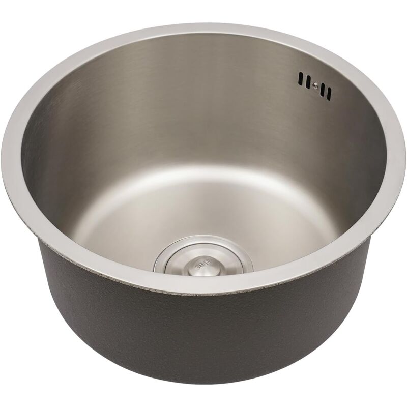 foto del prodotto lavello rotondo in acciaio inox, diametro 41 cm, in acciaio inox, con filtro e fognatura