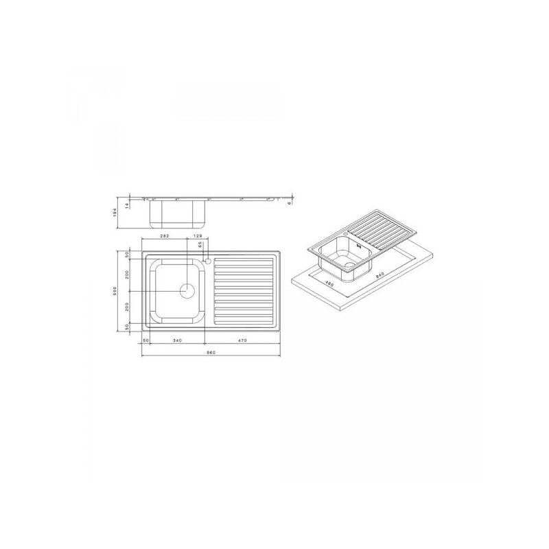 foto del prodotto lavello saxt331a 86x50 cm destro