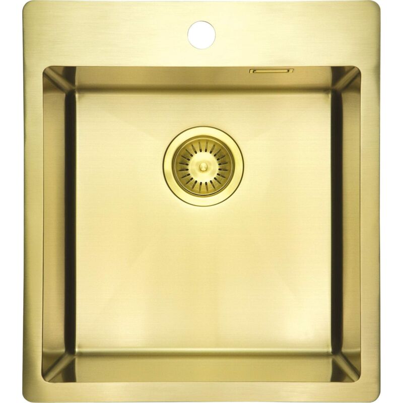 foto del prodotto lavello singola vasca in colore oro spazzolato 450 x 505 mm deante olfato precious zpor10a oro spazzolato