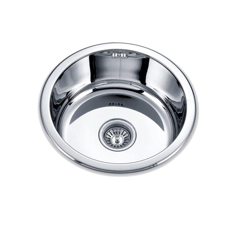 foto del prodotto lavello sopra piano modello k2 se 45 1c 1 secchio rotondo lavello da cucina 18 cm di profondità larghezza 45 cm finitura in acciaio inossidabile