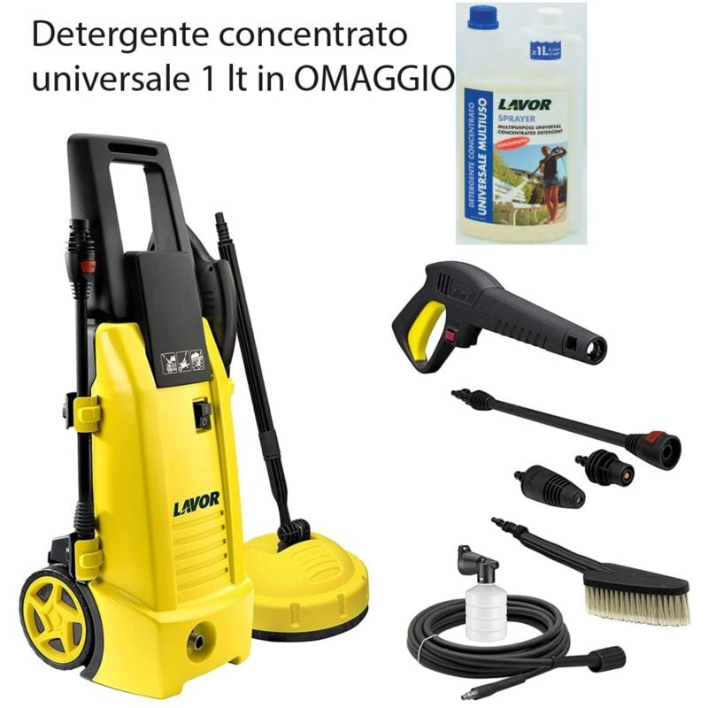 foto del prodotto lavor idropulitrice ad acqua fredda ninja plus 130 con lavapatio spazzola e detergente concentrato in omaggio
