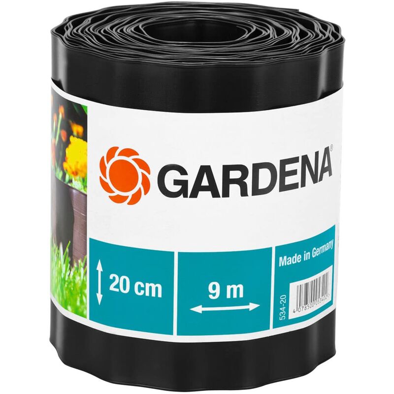 foto del prodotto lawn border 20 cm di altezza confine del prato, anche per letti, 9 m, impedisce la propagazione delle radici, in plastica, marrone 534 20 gardena