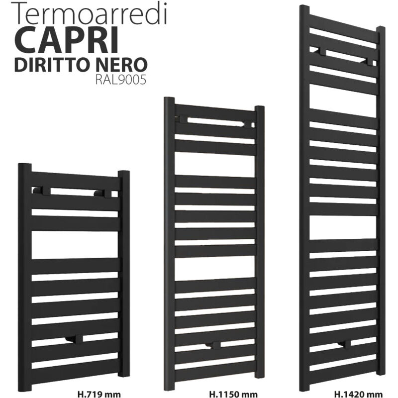 foto del prodotto lazzarini termoarredo capri diritto nero opaco ral 9005 719 x 500 int.450
