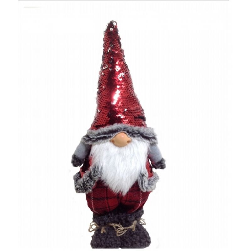 foto del prodotto lcd gnomo dei boschi soggetto paiette decorativo rosso 54cm decoro pupazzo