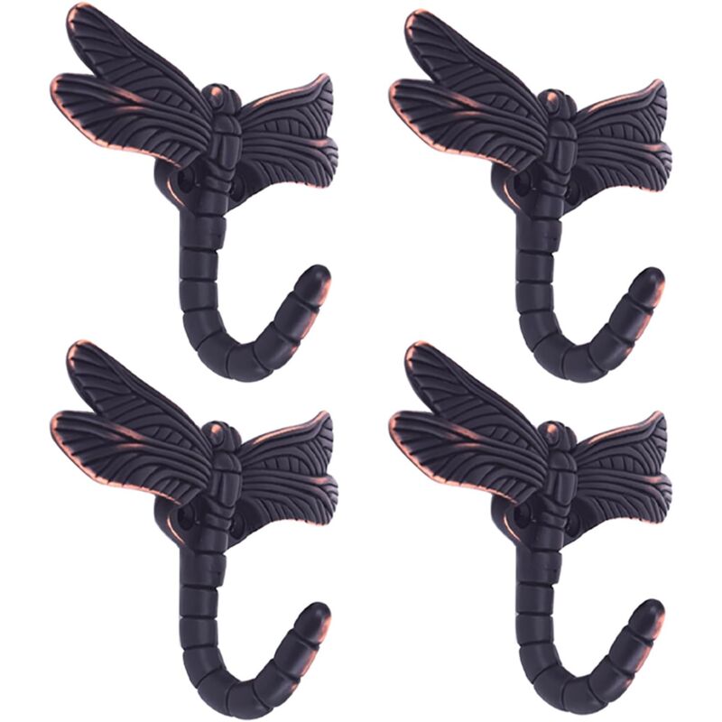 foto del prodotto lcyolada set di 4 ganci a forma di libellula per cappotti, asciugamani, borse e accappatoi, bronzo spazzolato con olio bebusingoto