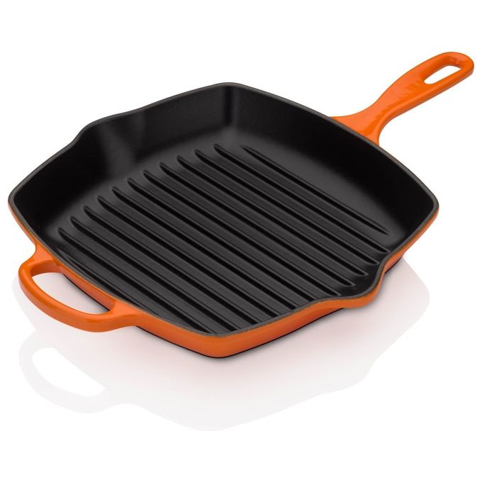 foto del prodotto le creuset bistecchiera skillet quadrata evolution in ghisa vetrificata 26cm arancione