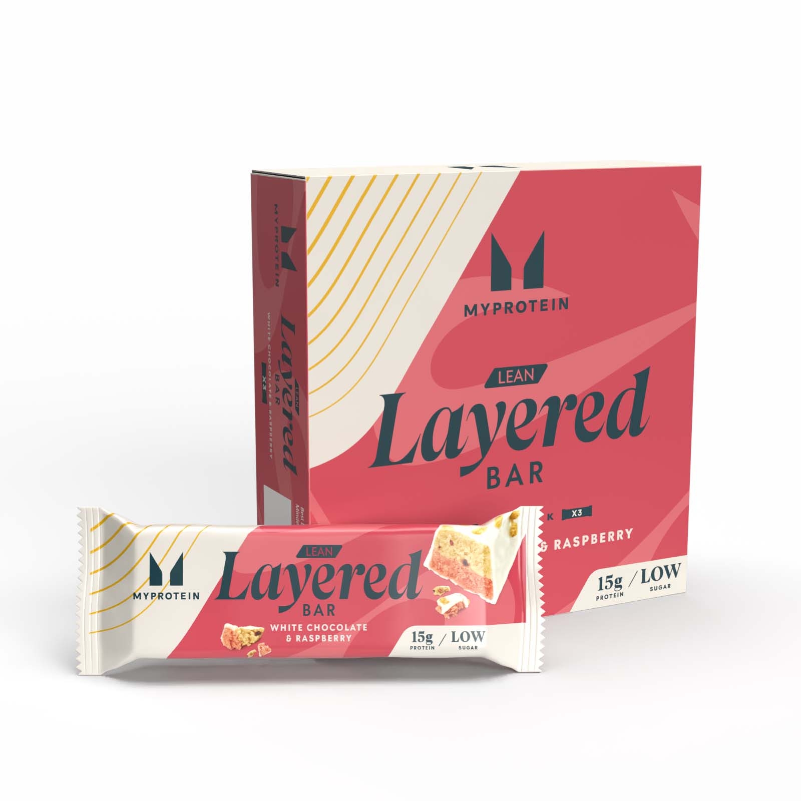 foto del prodotto lean layered bar 3 x 40g cioccolato bianco e lampone