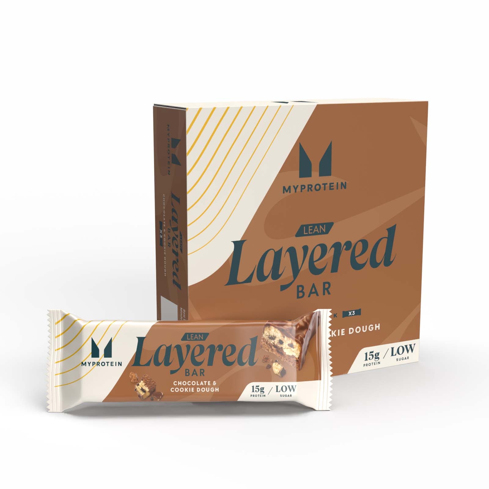 foto del prodotto lean layered bar 3 x 40g cioccolato e cookie dough