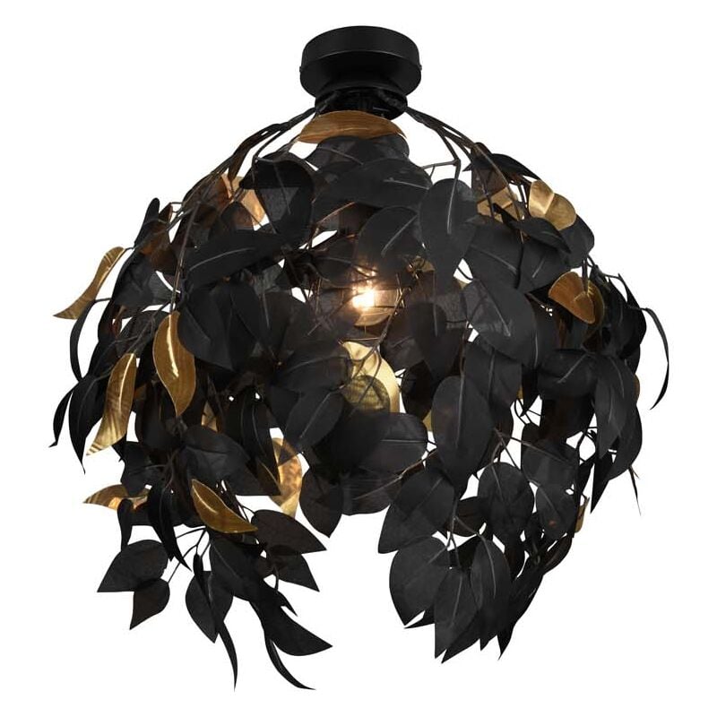 foto del prodotto leavy plafoniera foglie lavabili nero e oro d. 38cm