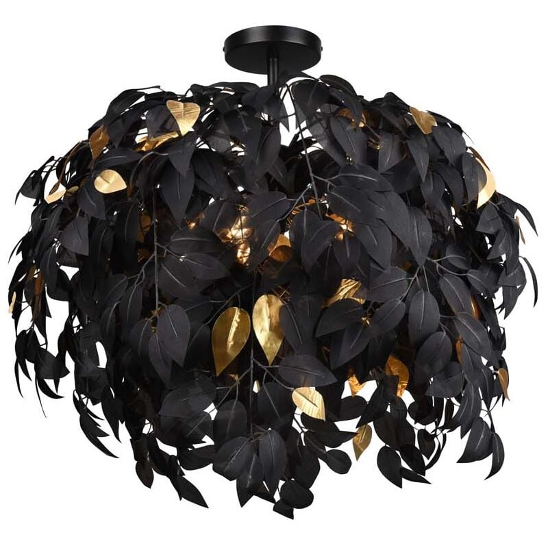 foto del prodotto leavy plafoniera foglie lavabili nero e oro d. 70cm