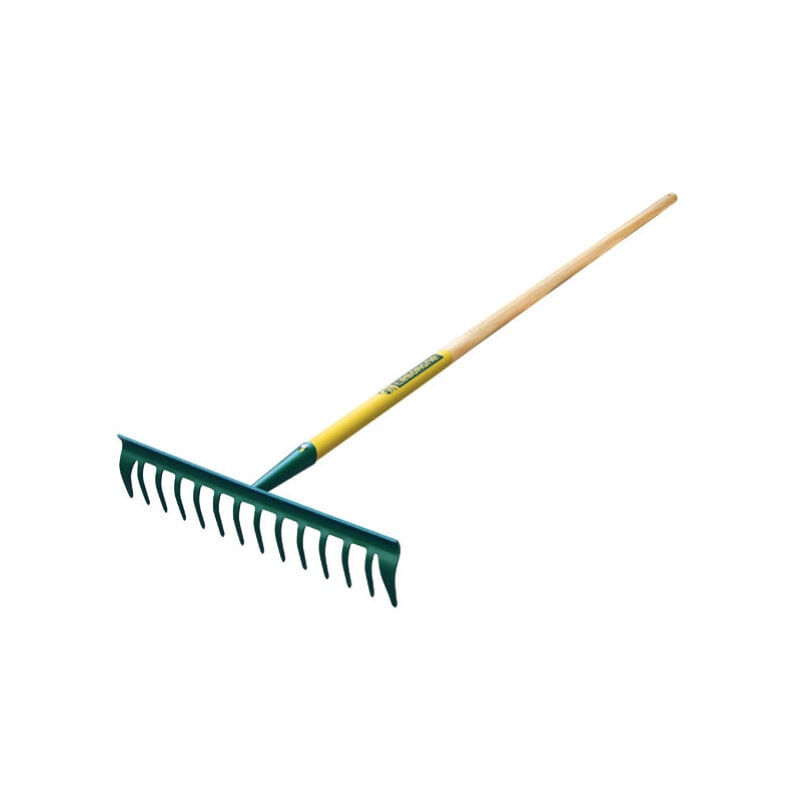 foto del prodotto leborgne rastrello duopro 14 denti curvi con manico in legno certificato pefc 375102