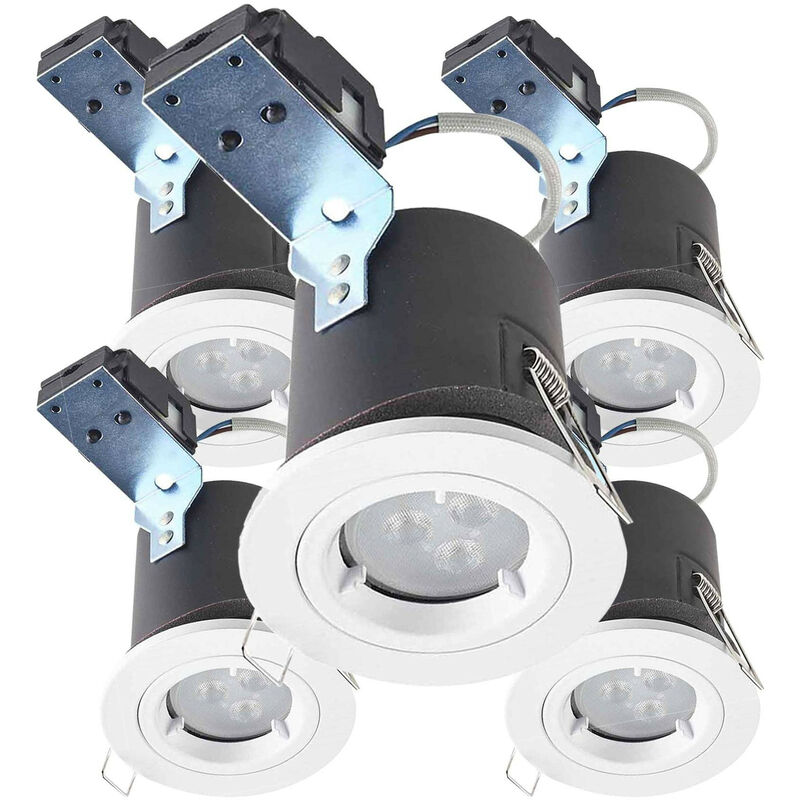 foto del prodotto leclubled confezione da 5 supporti faretti da incasso controsoffitto gu10 ac220 240v bianco rotondo ip20 foratura 68mm