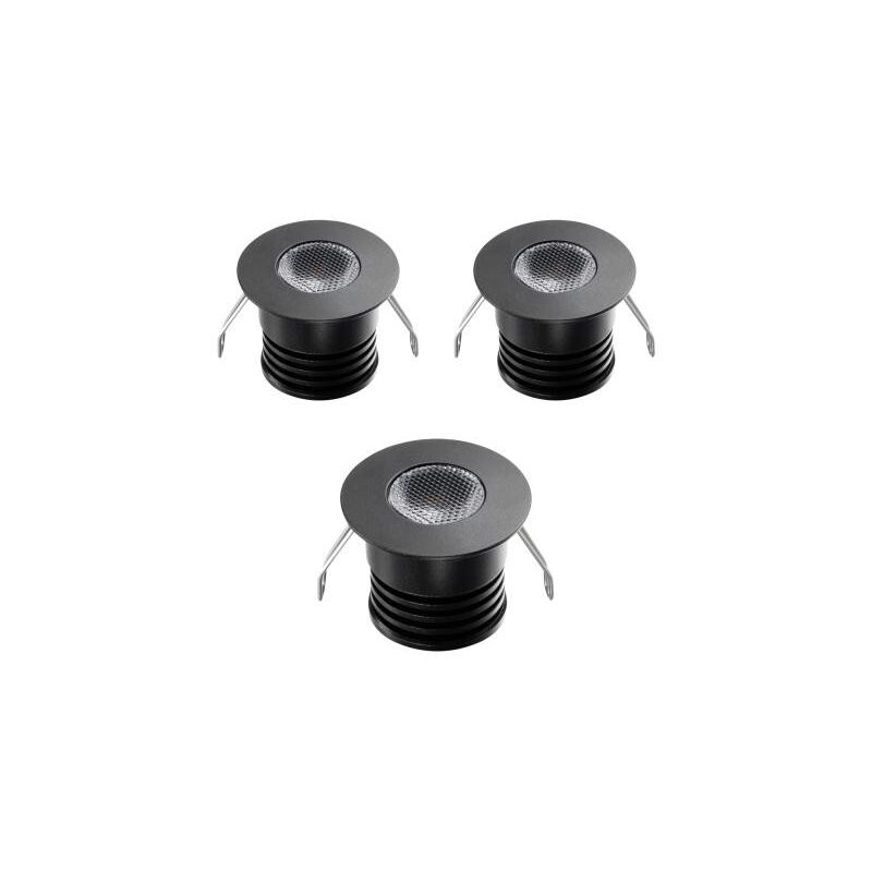 foto del prodotto leclubled led spot integrato nero compatto 4w dc12v equivalente 30w bianco caldo 3000k 380lm perforazione 27mm lot de 3