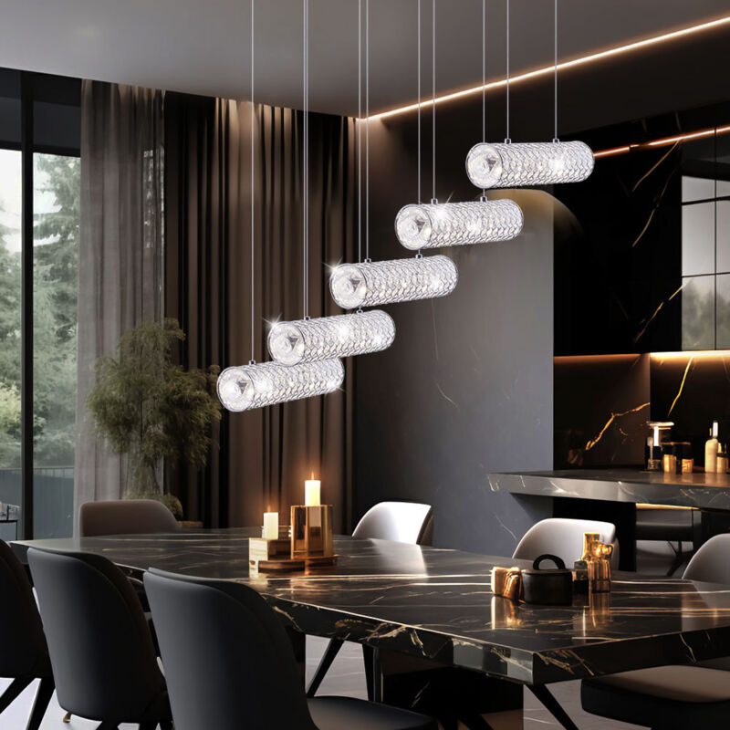 foto del prodotto led 55 watt lampada a sospensione cristalli di vetro illuminazione trasparente faretto da soffitto lampada a sospensione globo 67006 5
