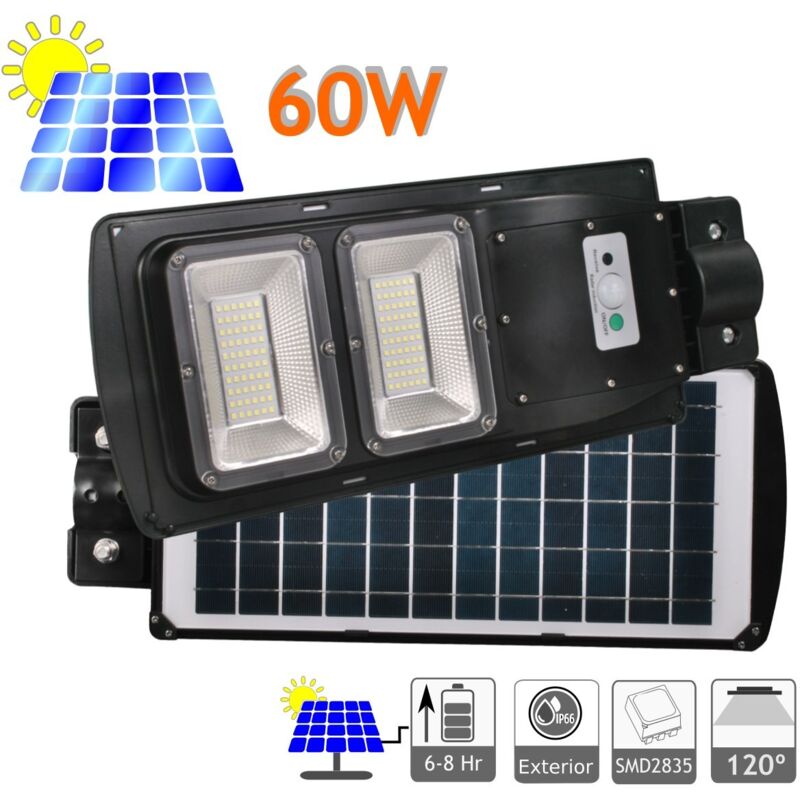 foto del prodotto led 60w ladola solar con sensore da 950 lm esterno 120 led a led 6500k litio con comando solare led ladola jandei