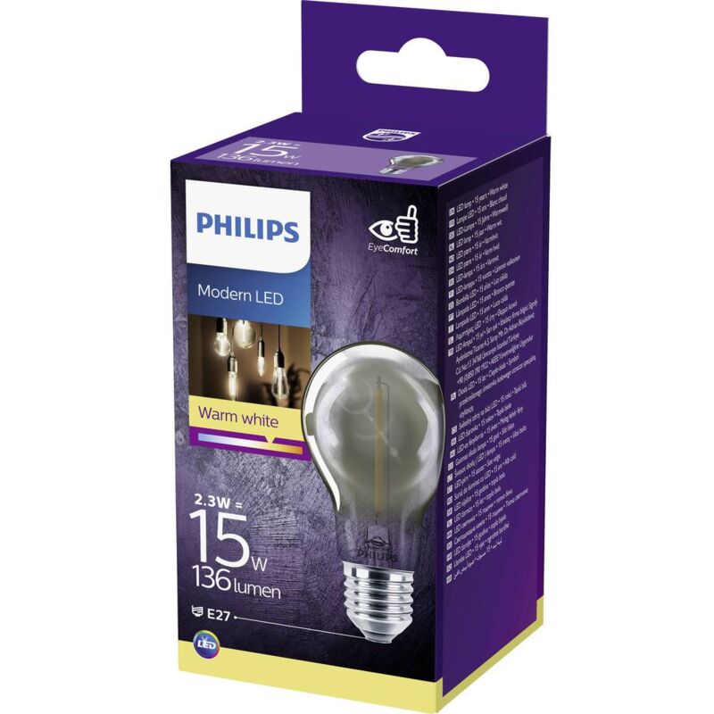 foto del prodotto led 75963600 led monocolore e27 forma di bulbo 2.3 w 11 w bianco caldo x l 6 cm x 10.6 cm 1 pz. philips
