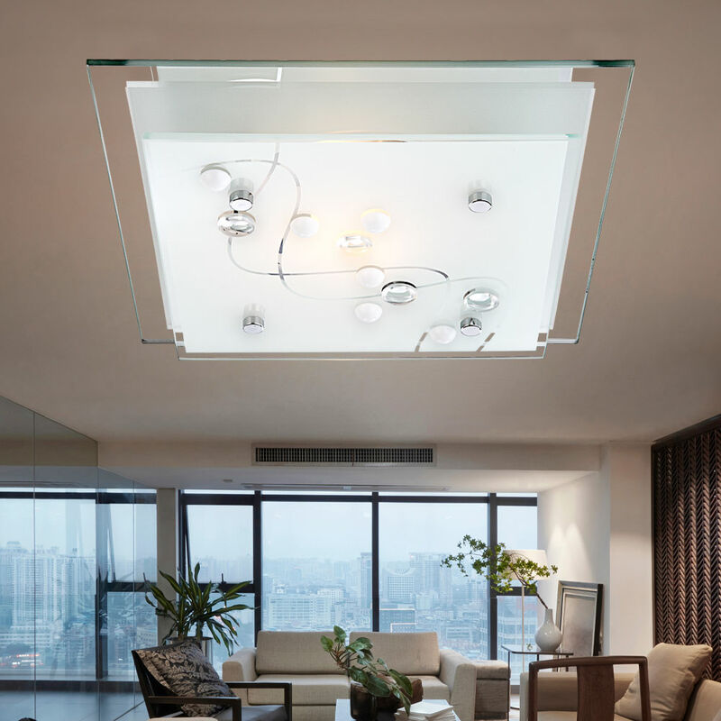 foto del prodotto led 9,5 watt lampada da soffitto pietre decorative chiare illuminazione sala da pranzo quadrato cromato