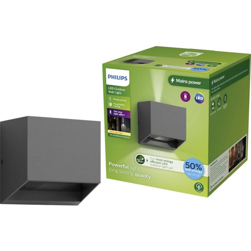 foto del prodotto led alix 929004140901 lampada da parete per esterni a led led monocolore 8.6 w antracite philips