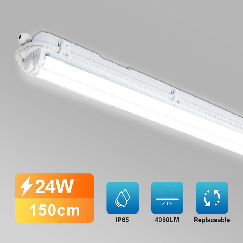 foto del prodotto led apparecchio antiumido cantina apparecchio antiumido garage apparecchio diffusore 150cm bianco freddo swanew