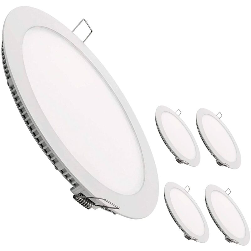 foto del prodotto led atomant confezione da 5 pannello led downlight da incasso rotondo piato 20w 220mm 1800lm, colore bianco freddo 6500k , driver incluso