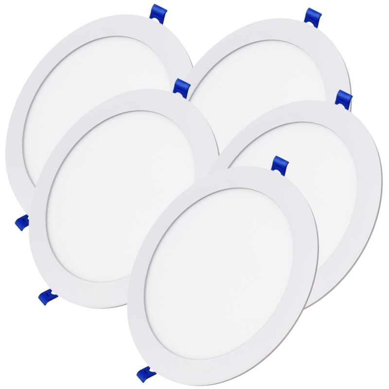 foto del prodotto led atomant confezione da 5 pannello led downlight da incasso rotondo piato 220mm 20w, colore bianco neutro 4500k , 1800 lumen, driver incluso